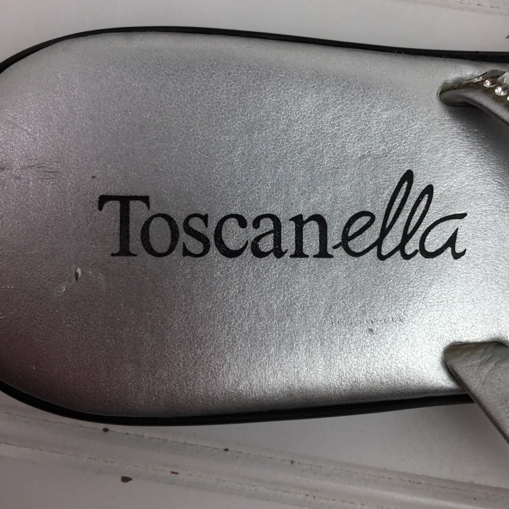 Toscanella Italian Rhinestone Sandals Flats Silver - Picture 10 of 12